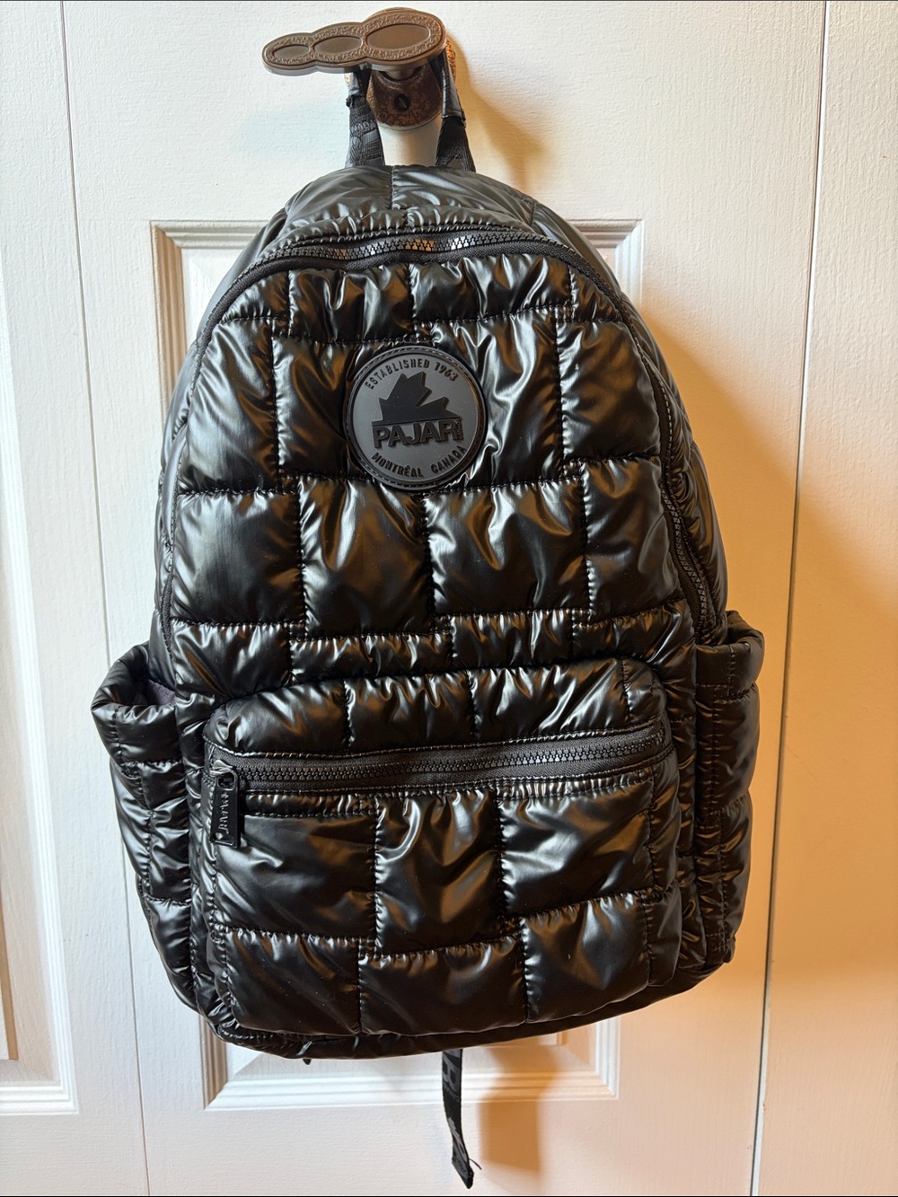 Pajar Shiny Black Quilted Puffer Backpack